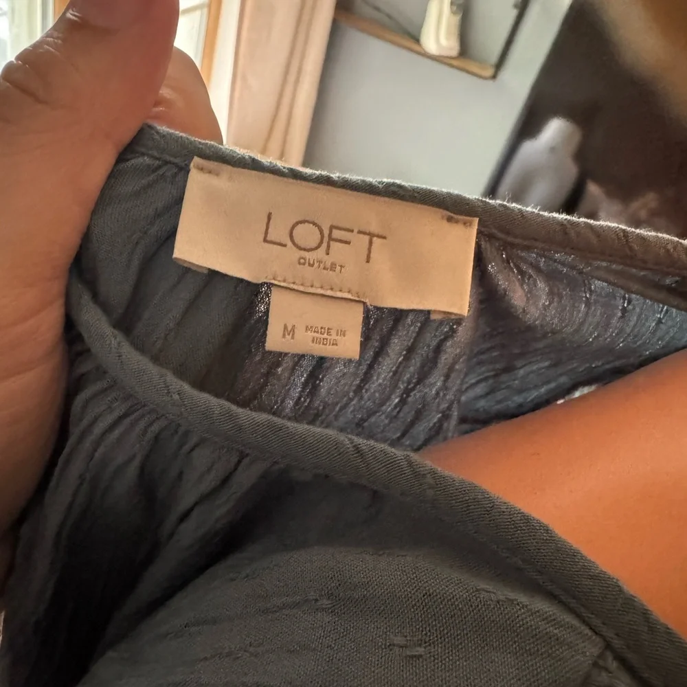 LOFT Blue‎ and Gray Sleeveless Tiered Midi Dress - Picture 4 of 4